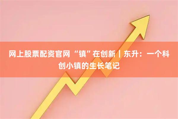 网上股票配资官网 “镇”在创新｜东升：一个科创小镇的生长笔记