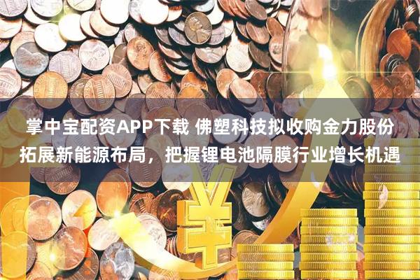 掌中宝配资APP下载 佛塑科技拟收购金力股份拓展新能源布局,把握锂电池隔膜行业增长机遇