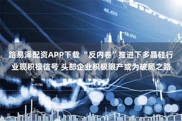 路易泽配资APP下载 “反内卷”推进下多晶硅行业现积极信号 头部企业积极限产或为破局之路