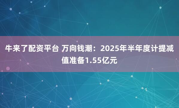 牛来了配资平台 万向钱潮：2025年半年度计提减值准备1.55亿元